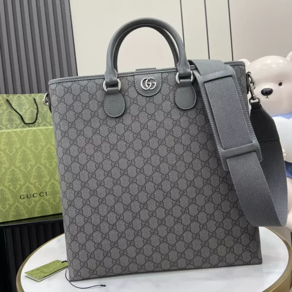 Ophidia GG Medium Tote Bag in Dark Grey and Black GG Supreme