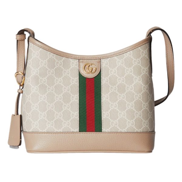 Ophidia GG Small Shoulder Bag in Beige and White GG Supreme