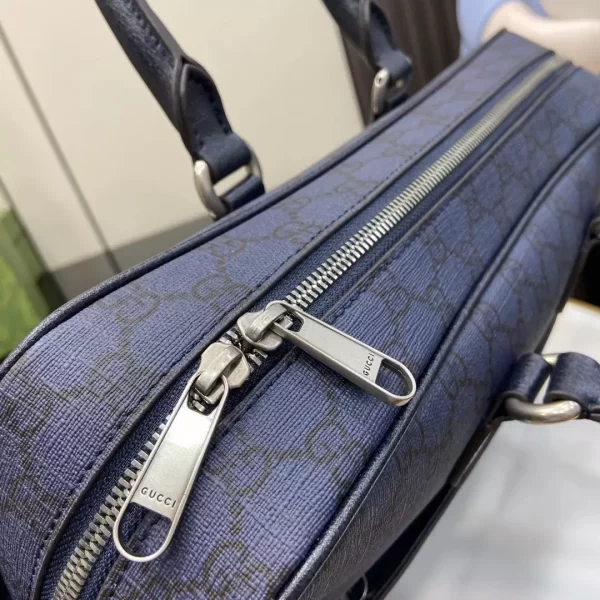 Ophidia Medium GG Briefcase in Blue and Dark Blue GG Supreme