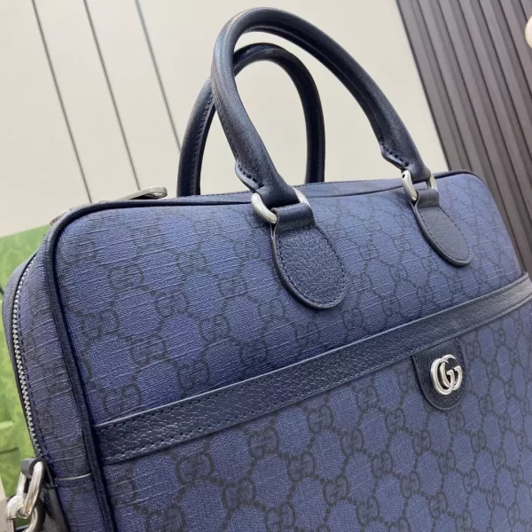 Ophidia Medium GG Briefcase in Blue and Dark Blue GG Supreme