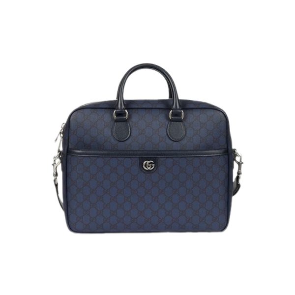 Ophidia Medium GG Briefcase in Blue and Dark Blue GG Supreme