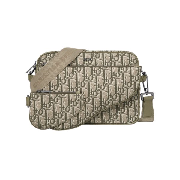 Saddle Triple Pouch Khaki Dior Oblique Jacquard