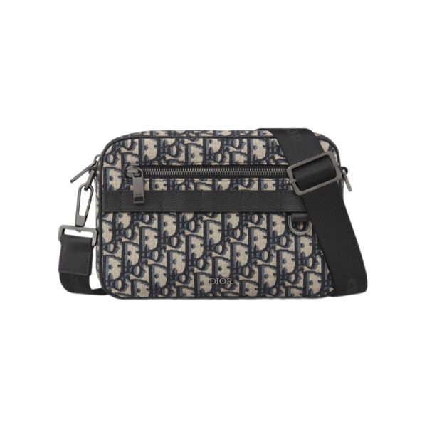 Safari Bag with Strap Beige and Black Dior Oblique Jacquard