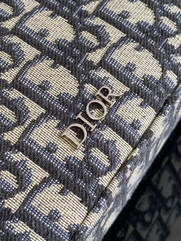 Safari Bag with Strap Beige and Black Dior Oblique Jacquard