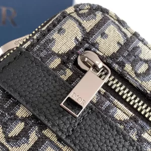 Safari Bag with Strap Beige and Black Dior Oblique Jacquard