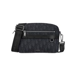 Safari Bag with Strap Black Dior Oblique Jacquard