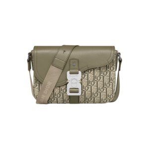 Small Saddle Messenger Bag with Flap Khaki Dior Oblique Jacquard and Khaki Grained Calfskin
