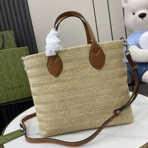 Small Straw-Effect Tote in Natural Straw Effect Raffia