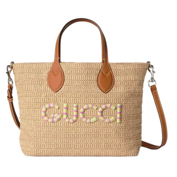 Small Straw-Effect Tote in Natural Straw Effect Raffia