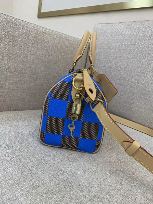 Speedy 25 Bandoulière Blue Damier Pop Canvas