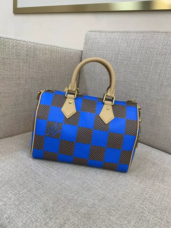 Speedy 25 Bandoulière Blue Damier Pop Canvas