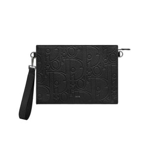 A5 Triangle Pouch Black Dior Gravity Leather