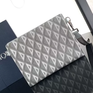 A5 Triangle Pouch Dior Gray CD Diamond Canvas