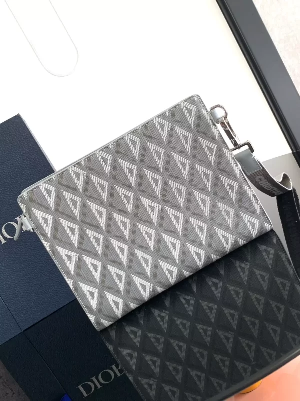 A5 Triangle Pouch Dior Gray CD Diamond Canvas