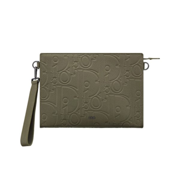 A5 Triangle Pouch Khaki Dior Gravity Leather