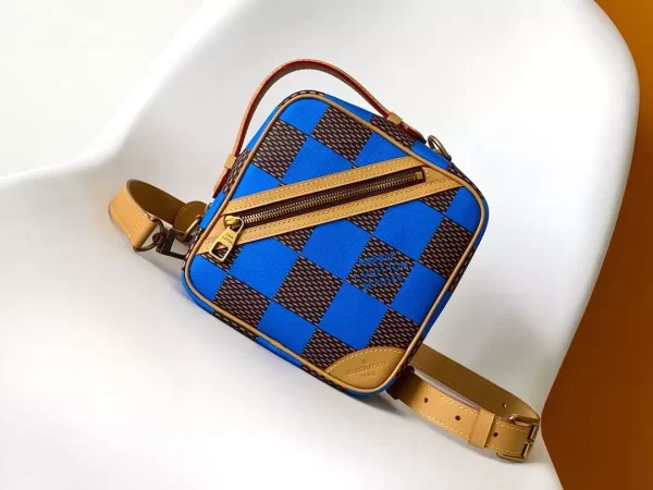 Chess Messenger Bag Blue Damier Pop Canvas