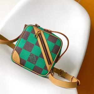 Chess Messenger Bag Green Damier Pop Canvas