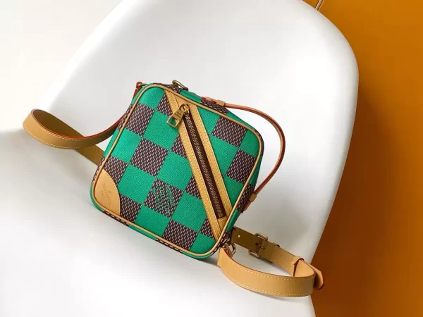 Chess Messenger Bag Green Damier Pop Canvas