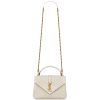 College Medium in Blanc Vintage Quilted Leather - YB086