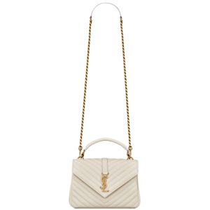 College Medium in Blanc Vintage Quilted Leather - YB086