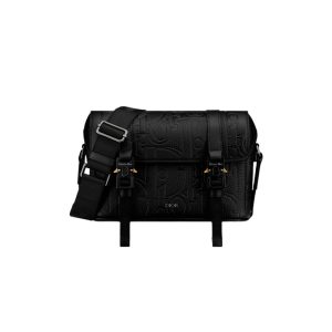 Dior Hit the Road Messenger Bag with Flap Black Dior Gravity Leather and Black Grained Calfskin