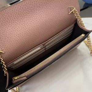 GG Marmont Chain Wallet in Ebony Supreme and Pink Leather
