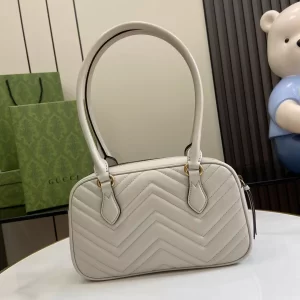 GG Marmont Small Top Handle Bag in Light Grey Leather