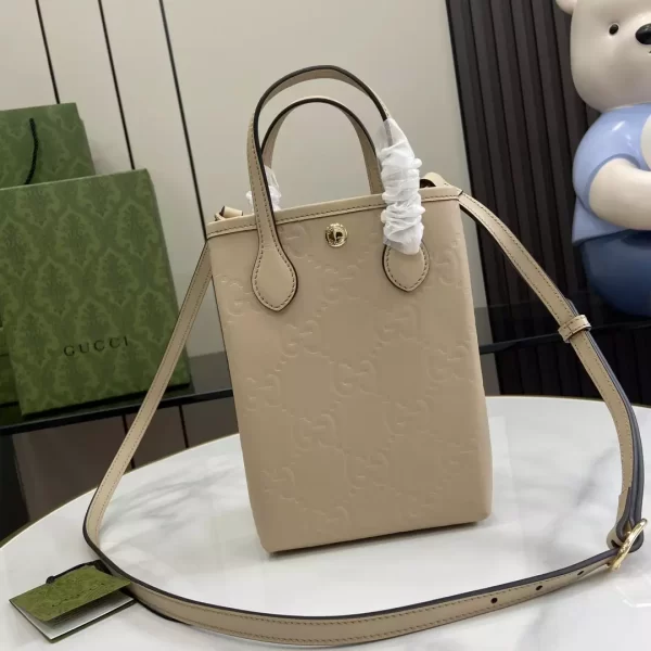 GG Super Mini Bag with Strap in Light Beige GG Leather