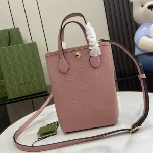 GG Super Mini Bag with Strap in Rose Beige GG Leather