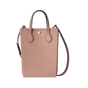 GG Super Mini Bag with Strap in Rose Beige GG Leather