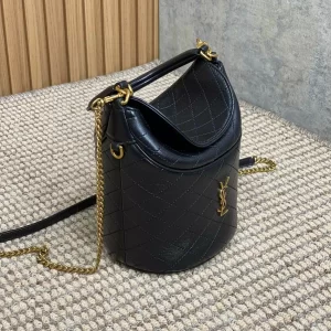 Gaby Bucket Bag in Black Lambskin - YB092