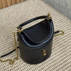 Gaby Bucket Bag in Black Lambskin - YB092