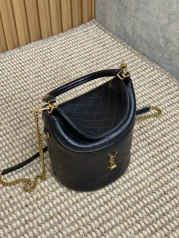 Gaby Bucket Bag in Black Lambskin - YB092