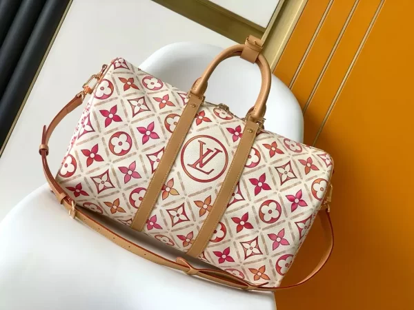 Keepall Bandoulière 45 Coral Monogram Tiles Canvas