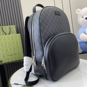 Medium GG Backpack with Tag in Black GG Supreme Canvas