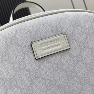 Medium GG Backpack with Tag in White GG Supreme Canvas