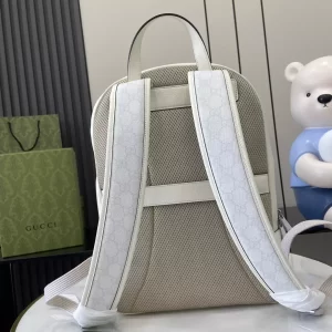 Medium GG Backpack with Tag in White GG Supreme Canvas