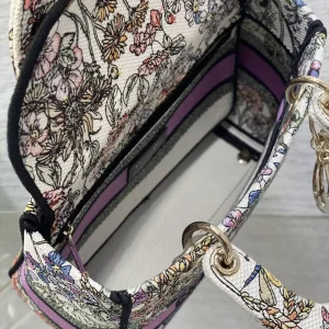 Medium Lady D-Lite Bag White Multicolor Dior 4 Saisons Été Embroidery