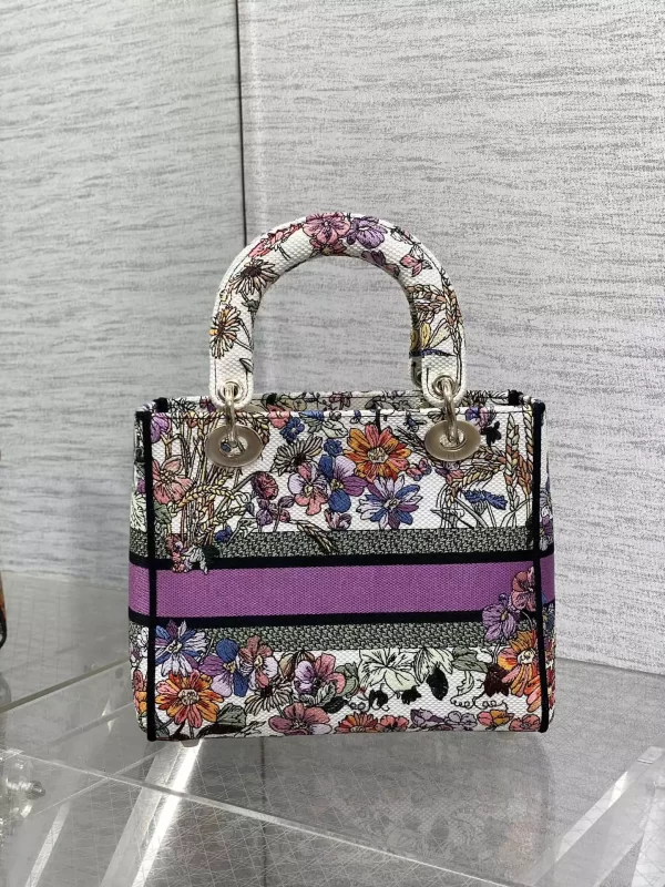 Medium Lady D-Lite Bag White Multicolor Dior 4 Saisons Été Embroidery