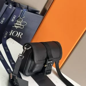 Mini Dior Hit The Road Bag Black Grained Calfskin