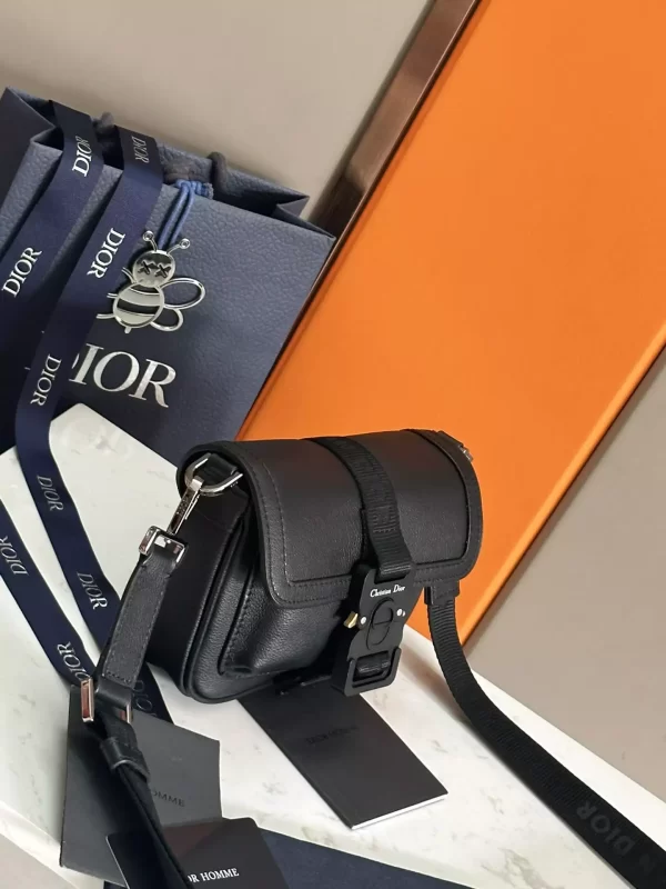 Mini Dior Hit The Road Bag Black Grained Calfskin