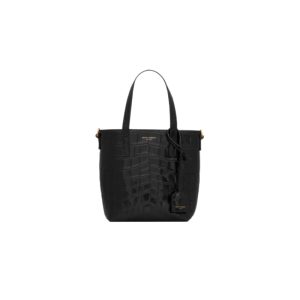 Mini Toy Shopping Saint Laurent in Black Crocodile-Embossed Leather - YB076