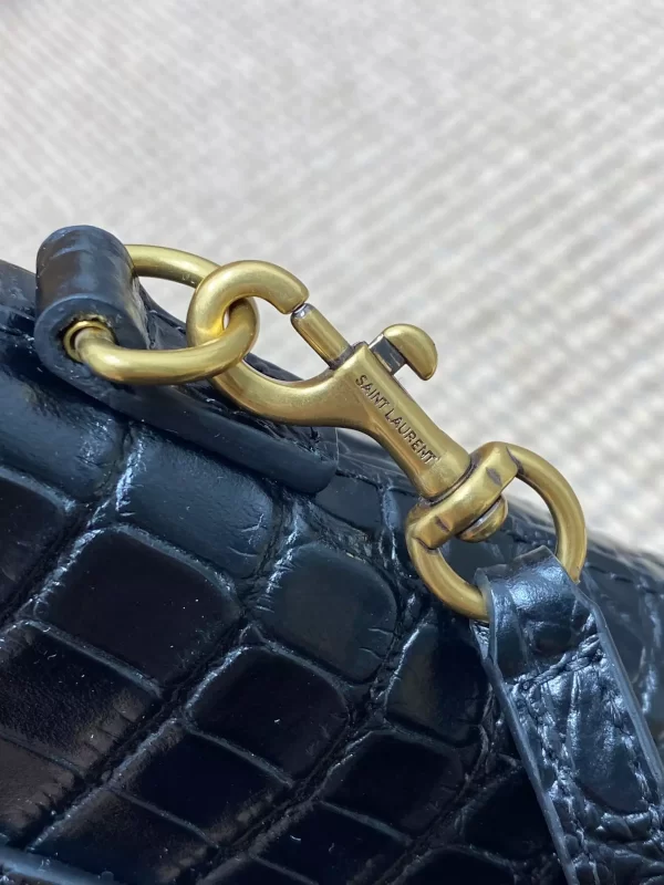 Mini Toy Shopping Saint Laurent in Black Crocodile-Embossed Leather - YB076