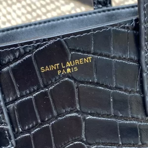 Mini Toy Shopping Saint Laurent in Black Crocodile-Embossed Leather - YB076