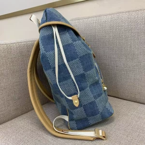 Montsouris Backpack Blue Damier Denim 3D Cotton Canvas