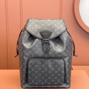 Montsouris Backpack Monogram Eclipse Canvas and Black Leather