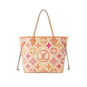 Neverfull MM Coral Monogram Tiles Canvas