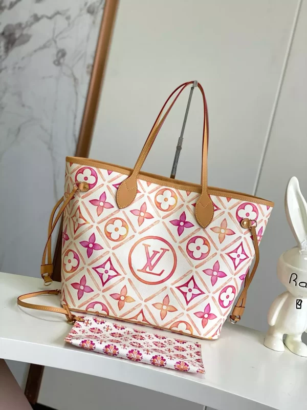 Neverfull MM Coral Monogram Tiles Canvas