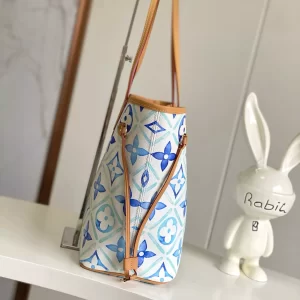 Neverfull MM Lagoon Blue Monogram Tiles Canvas