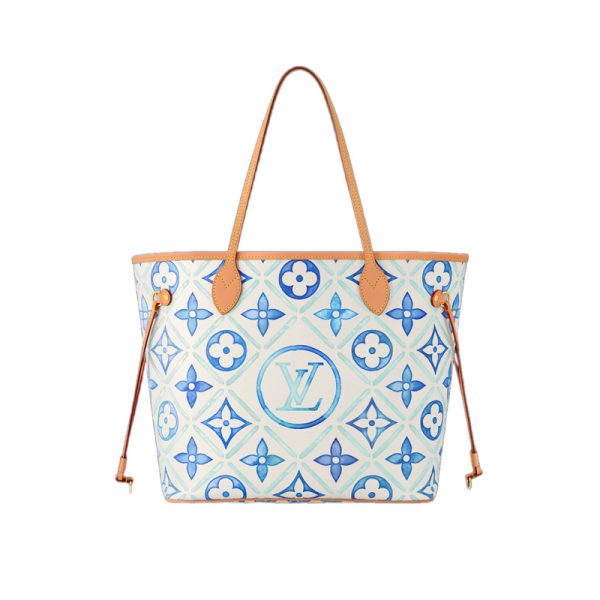 Neverfull MM Lagoon Blue Monogram Tiles Canvas